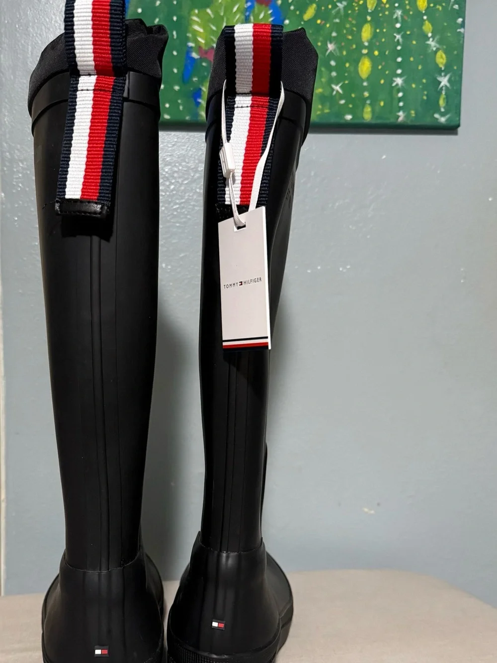 TOMMY HILFIGER  NWOB Black Knee-High Rain Boots  SIZE 8 1/2